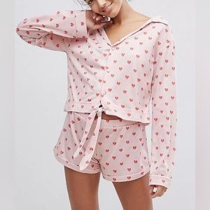 ASOS Pink Heart Print Pajama Set